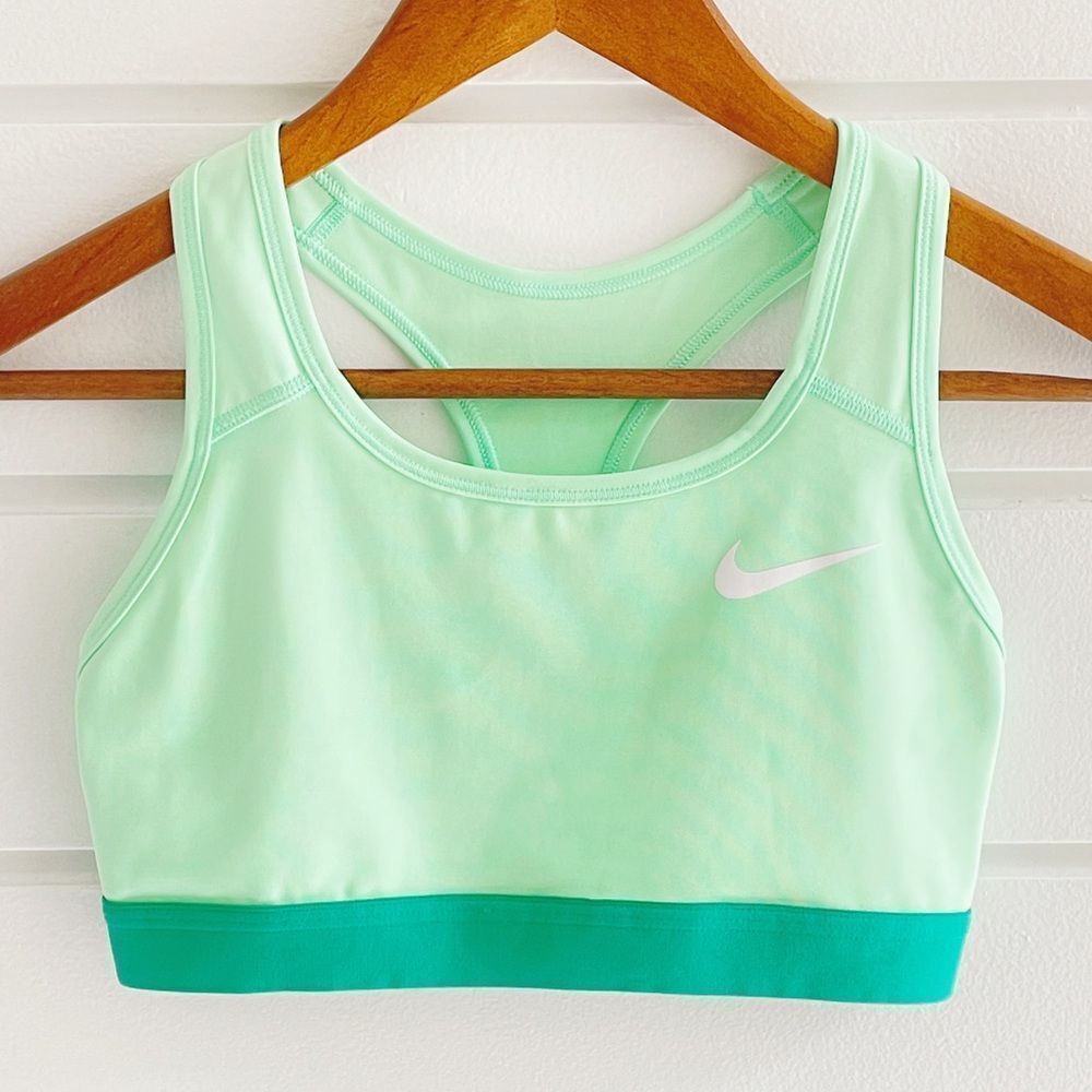 Nike Dri Fit Swoosh Medium Support Sports Bra Mint Green Size Small